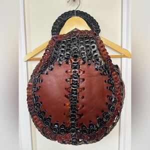 Boho Vintage 1970’s leather chain bag made in Argentina